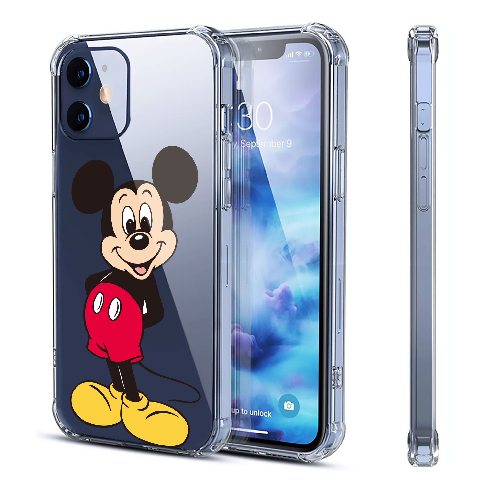 （画像用） ミッキーマウス Mickey Mouse 【iPhone 12シリーズ対応】透明スマホケース（クリアソフトケース）
